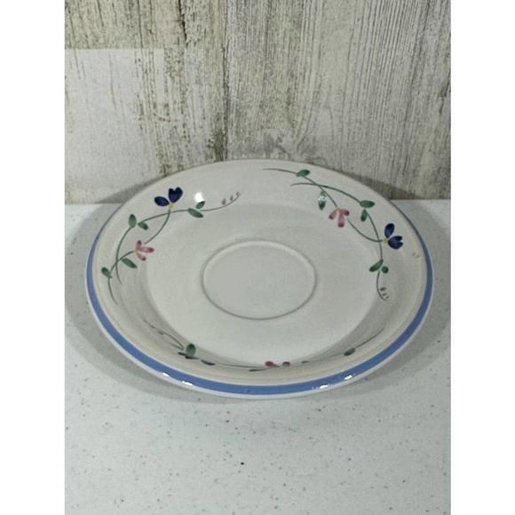 Allegro Stoneware Hearthside Floral Blue Pattern Saucer - Picture 1 of 4